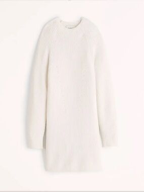 Abercrombie & Fitch Long Sleeve Mockneck Mini Sweater Dress in White